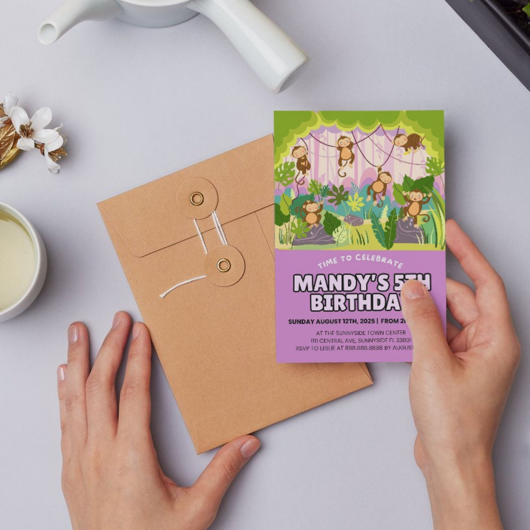 Editable Monkey Birthday Party Invitation Template - KY designX