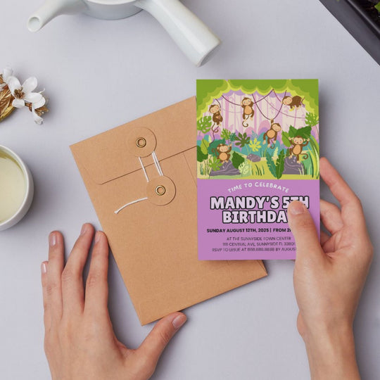 Editable Monkey Birthday Party Invitation Template - KY designX