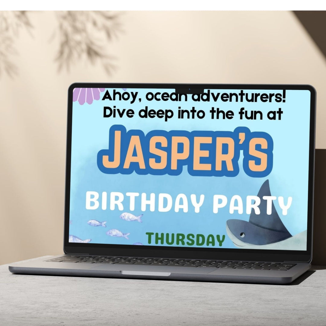 Editable Oceans Adventures Birthday Party Invitation - KY designX