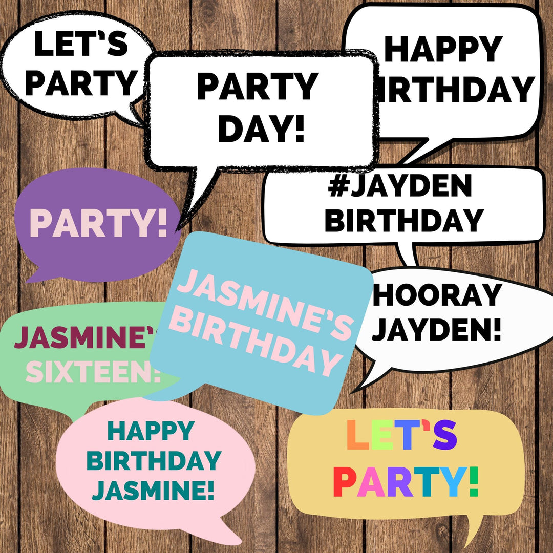 Editable Photo Booth Props – Speech Bubbles - KY designX
