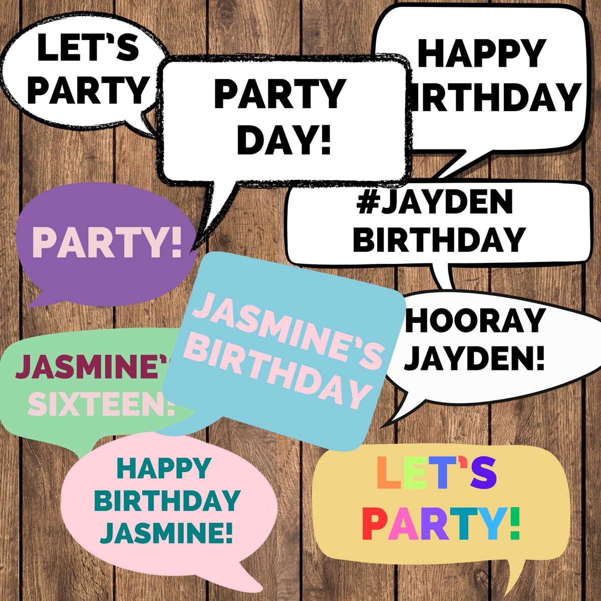 Editable Photo Booth Props – Speech Bubbles - KY designX