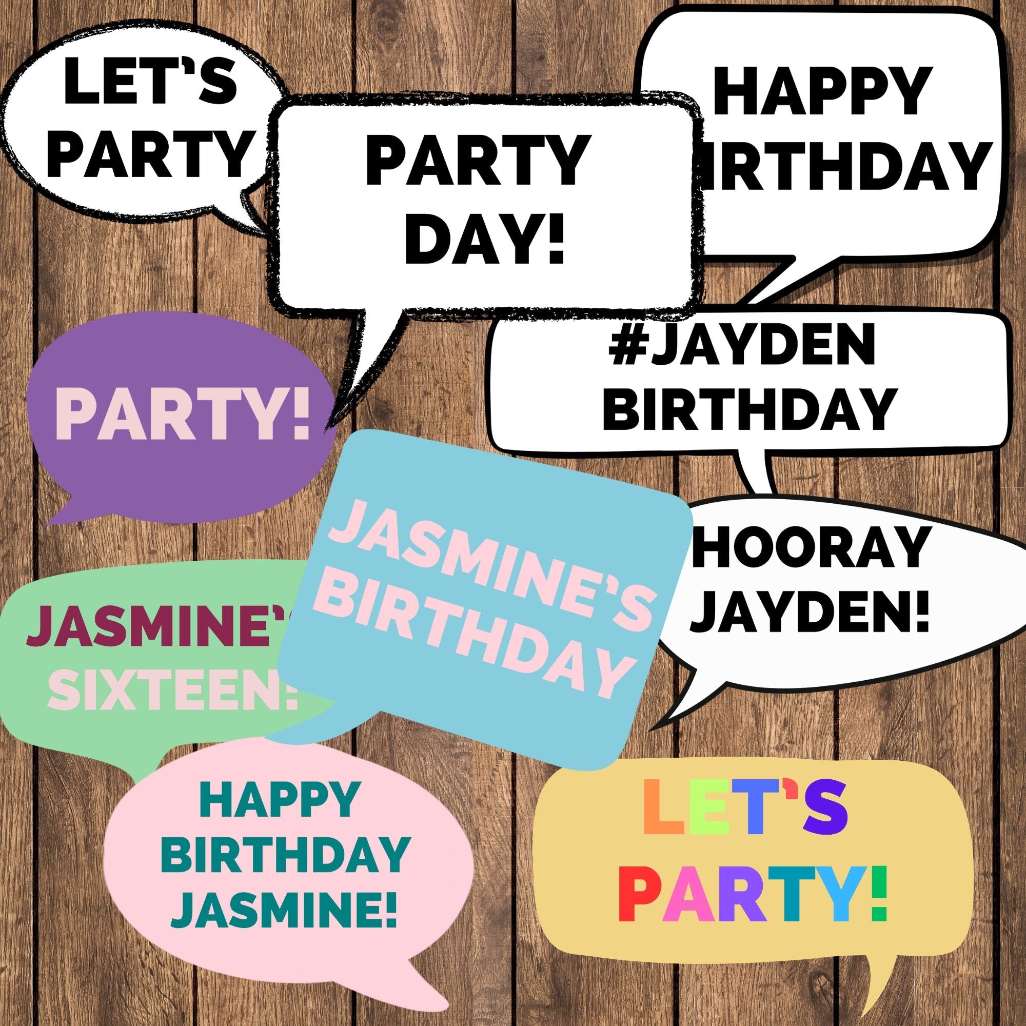 Editable Photo Booth Props – Speech Bubbles - KY designX
