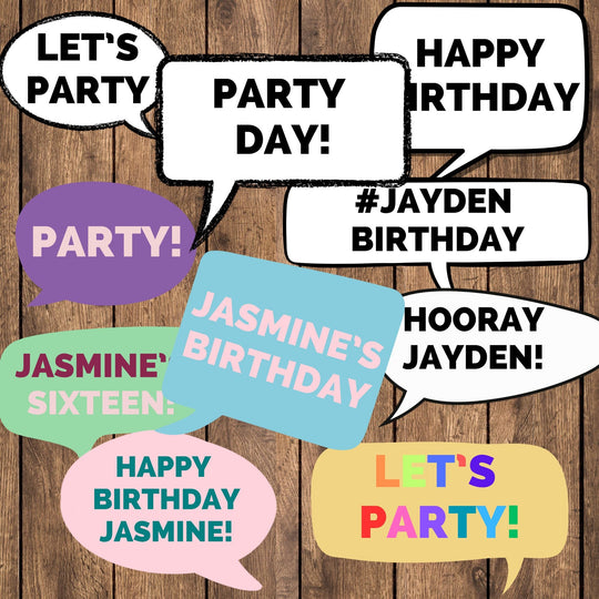 Editable Photo Booth Props – Speech Bubbles - KY designX
