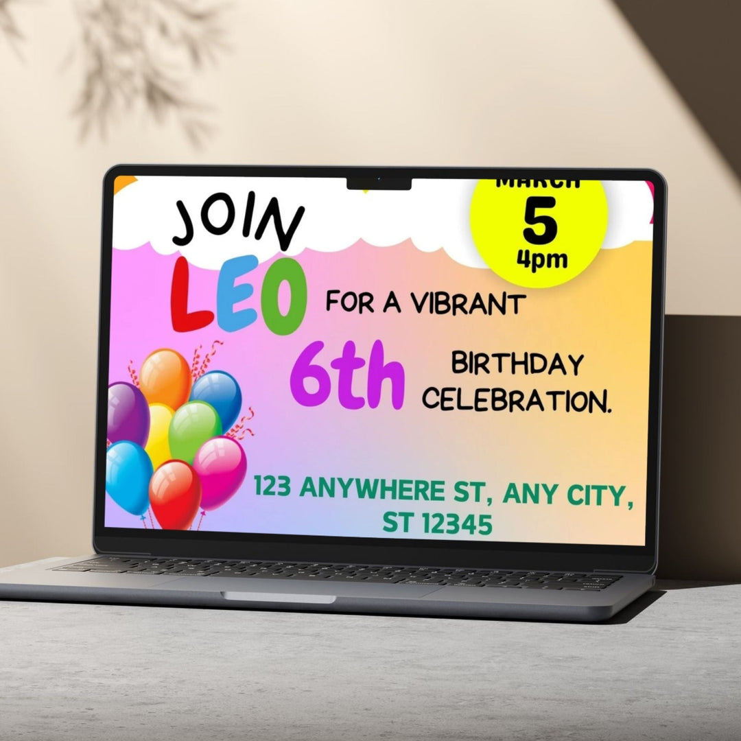 Editable Rainbow Birthday invitation - KY designX