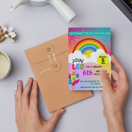 Editable Rainbow Birthday invitation - KY designX