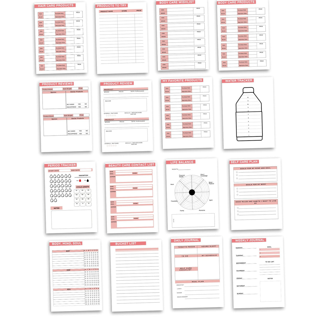 Editable Self - Care Planner Canva Templates with PLR & MRR - KY designX