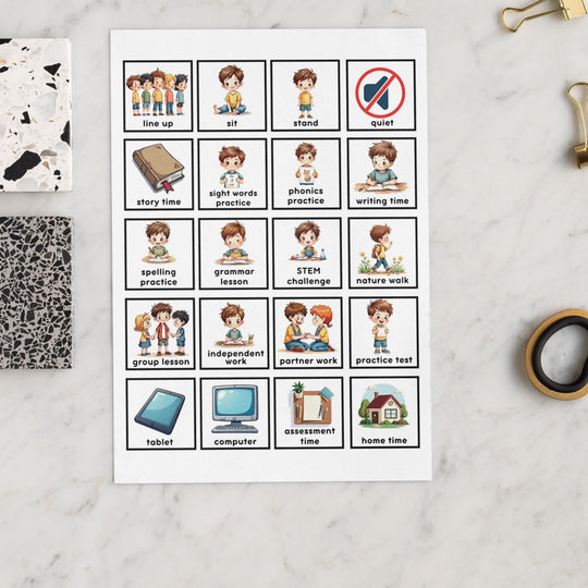 Editable Visual Task Cards for Boys - KY designX