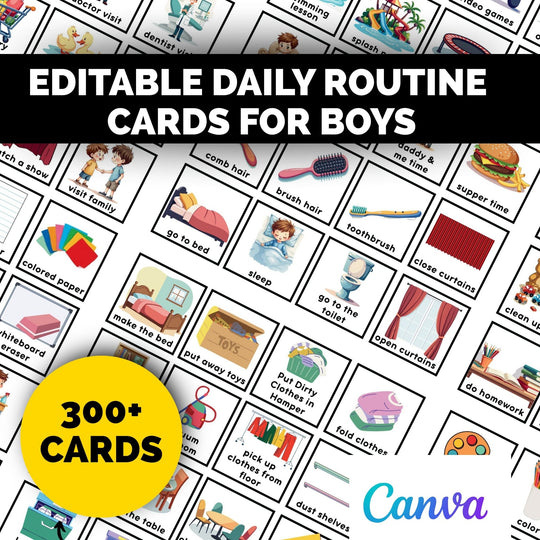 Editable Visual Task Cards for Boys - KY designX