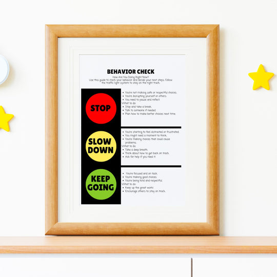 a behaviour check traffic light system in a frame