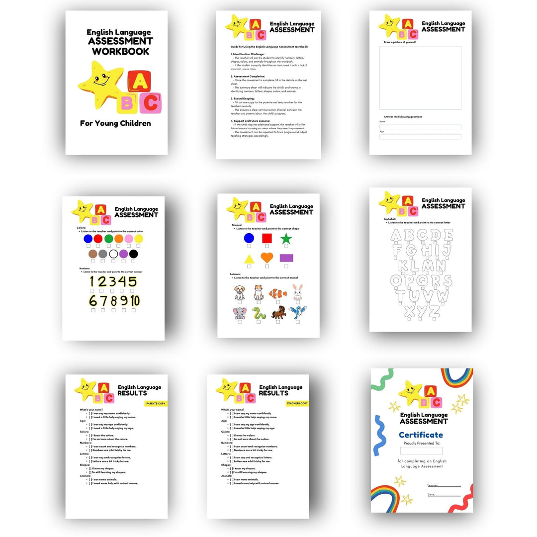 ESL Workbook English Language Assessment Tool for young children - KY designX