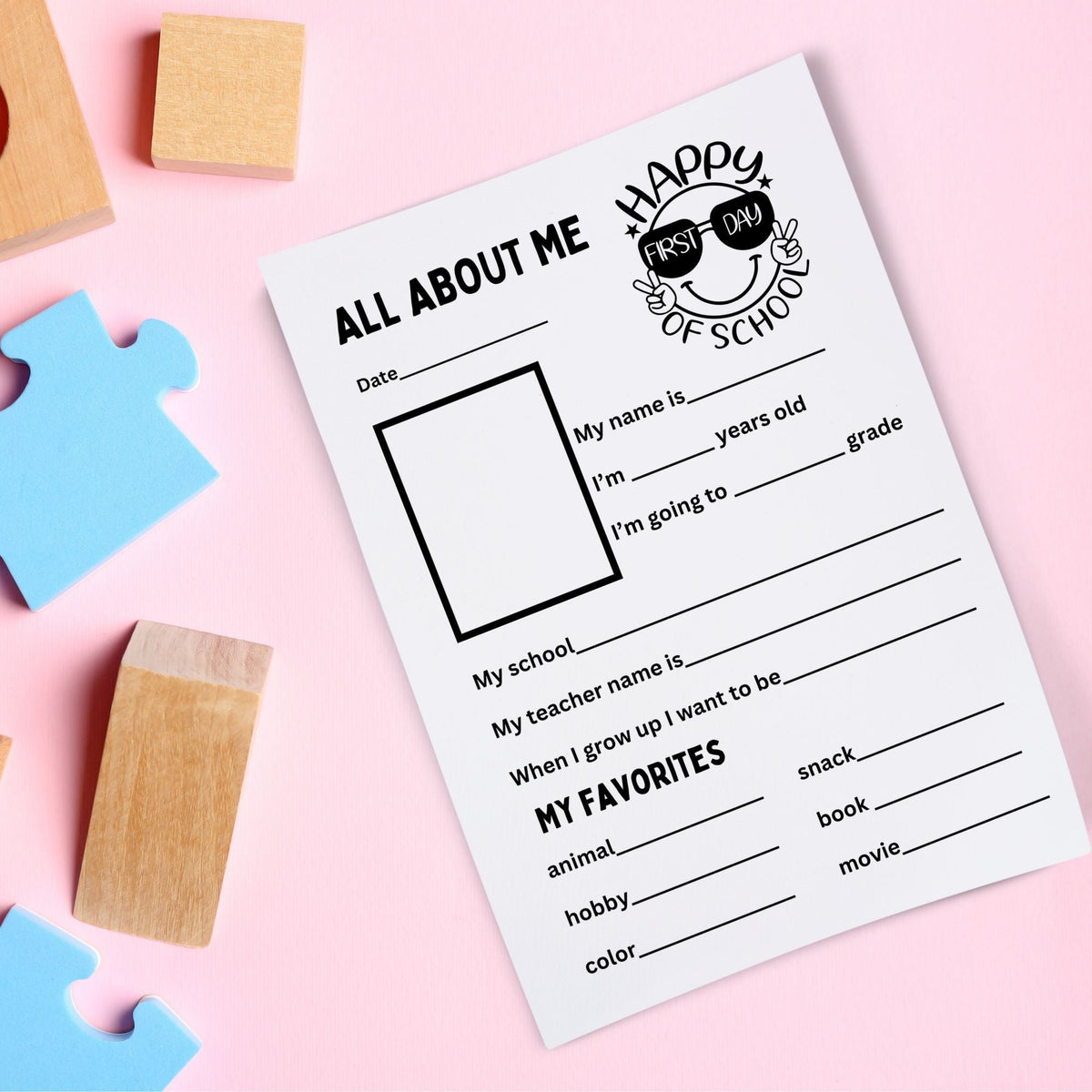 Free First Day of School Printable Worksheet for Children