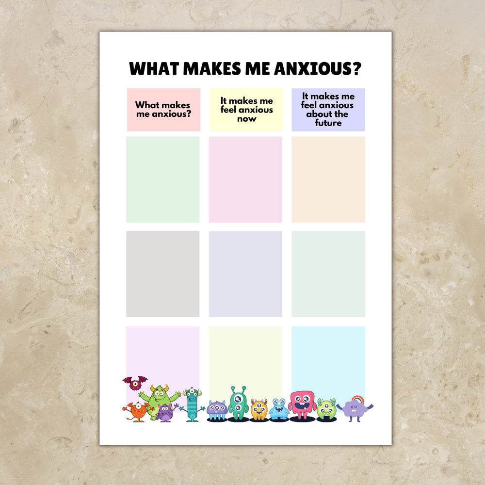 Free anxiety worksheet for children - KY designX
