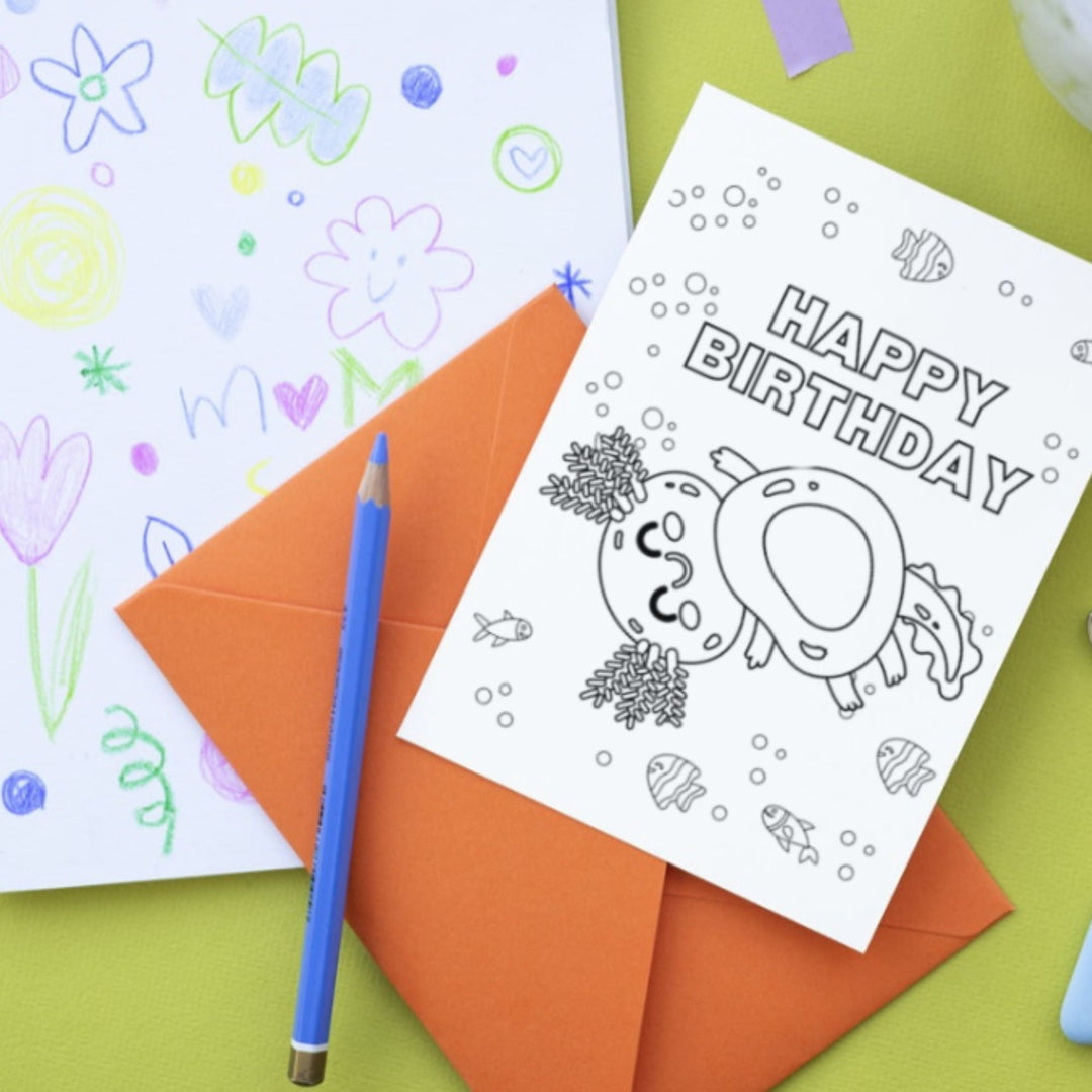 FREE Axolotl Color in Birthday Card - KY designX