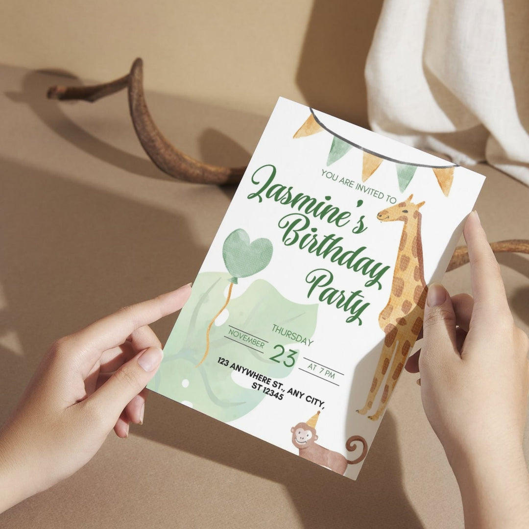 Free Editable Giraffe Birthday Party Invitation Template - KY designX