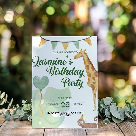 Free Editable Giraffe Birthday Party Invitation Template - KY designX