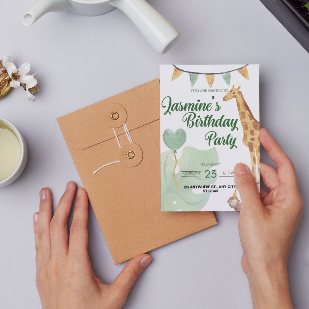 Free Editable Giraffe Birthday Party Invitation Template - KY designX
