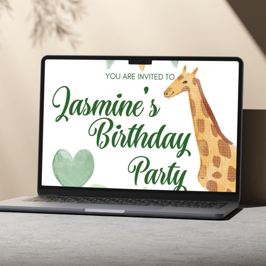 Free Editable Giraffe Birthday Party Invitation Template - KY designX