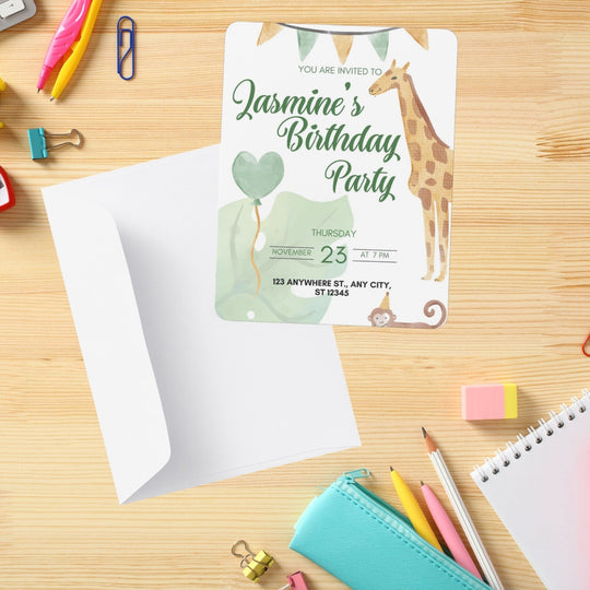 Free Editable Giraffe Birthday Party Invitation Template - KY designX