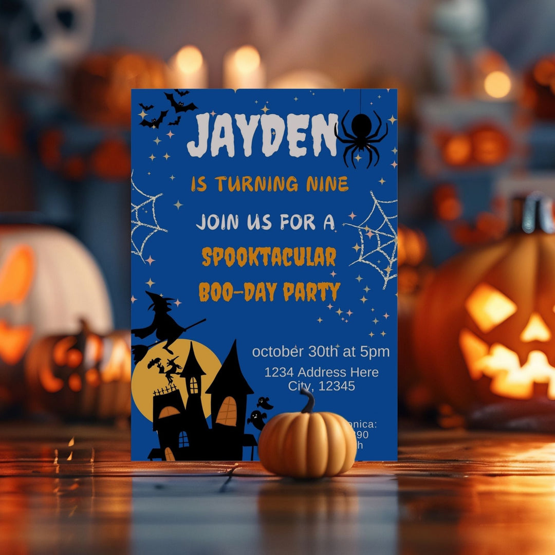Free Editable Halloween Birthday Party invitation - KY designX