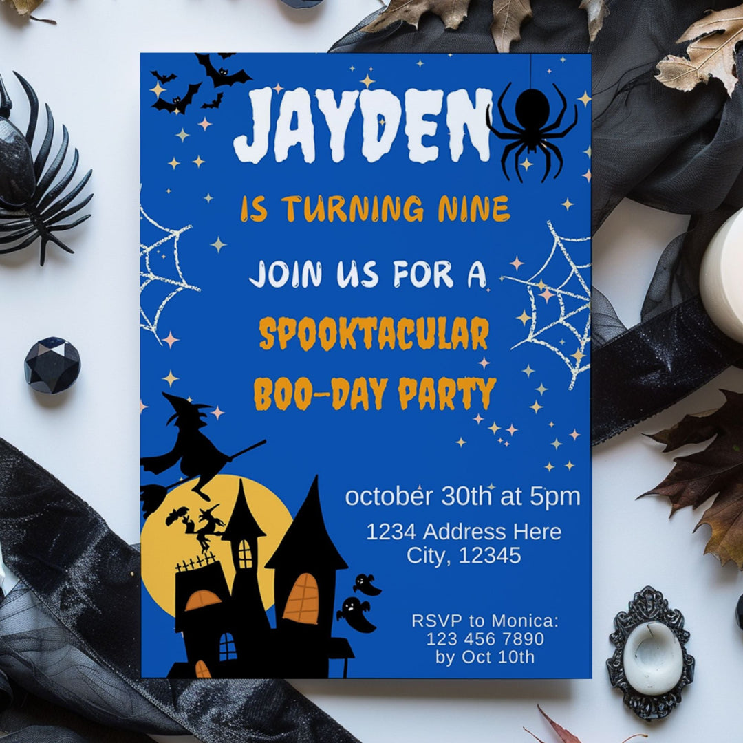 Free Editable Halloween Birthday Party invitation - KY designX