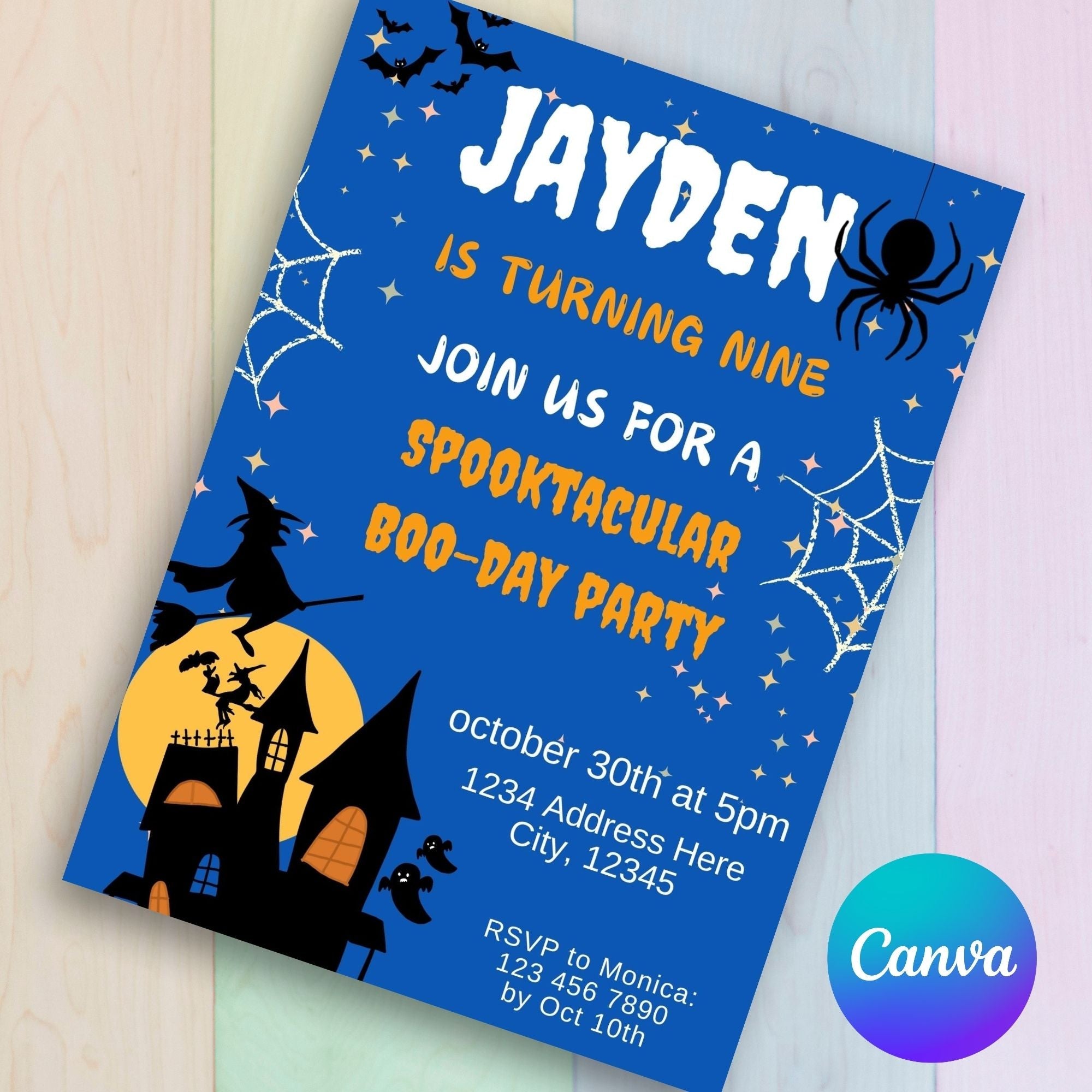 Free Editable Halloween Birthday Party invitation - KY designX