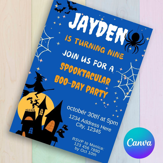 Free Editable Halloween Birthday Party invitation - KY designX