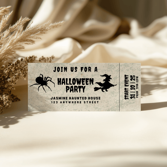 Free Editable Halloween Party Night Admission Ticket - KY designX