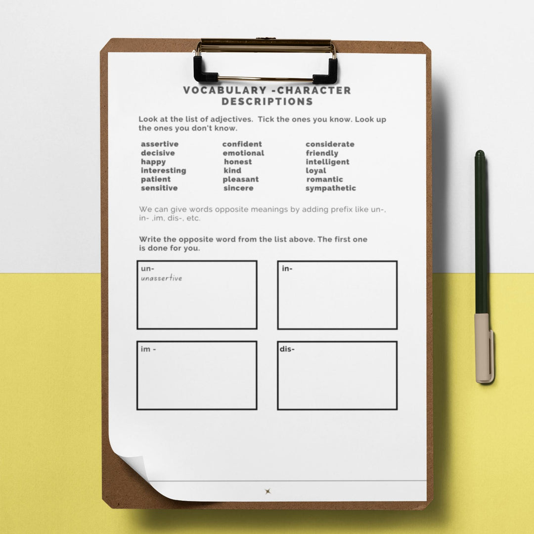 FREE ESL Character descriptions worksheet - KY designX