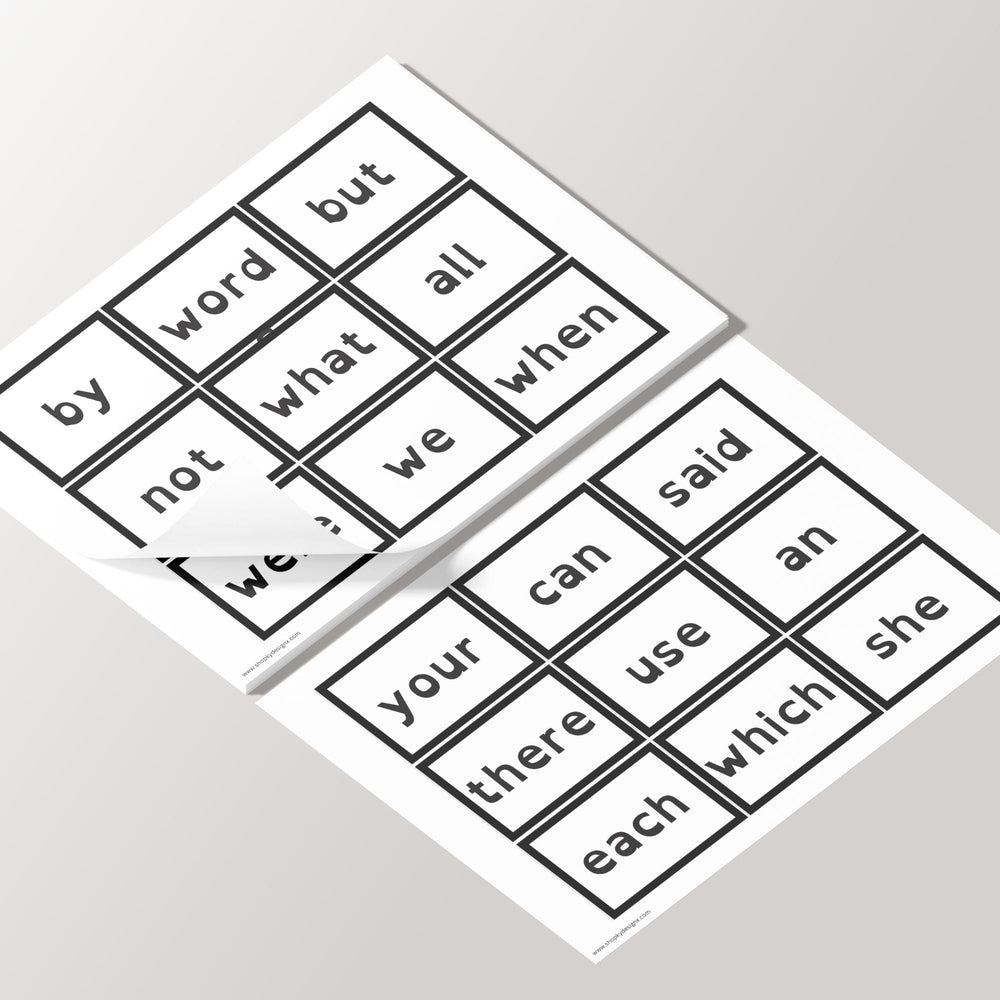 Free High Frequency Flash Cards Dyslexia Learners - KY designX