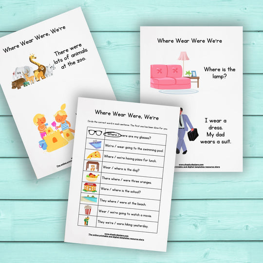 Free Homophones where, were, wear and we're worksheets - KY designX