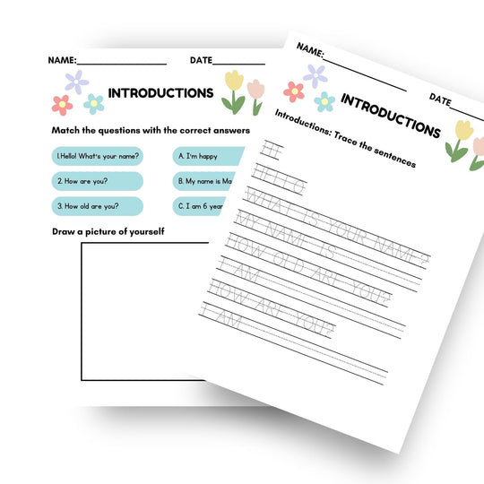 Free Introductions Worksheets For Preschoolers - KY designX