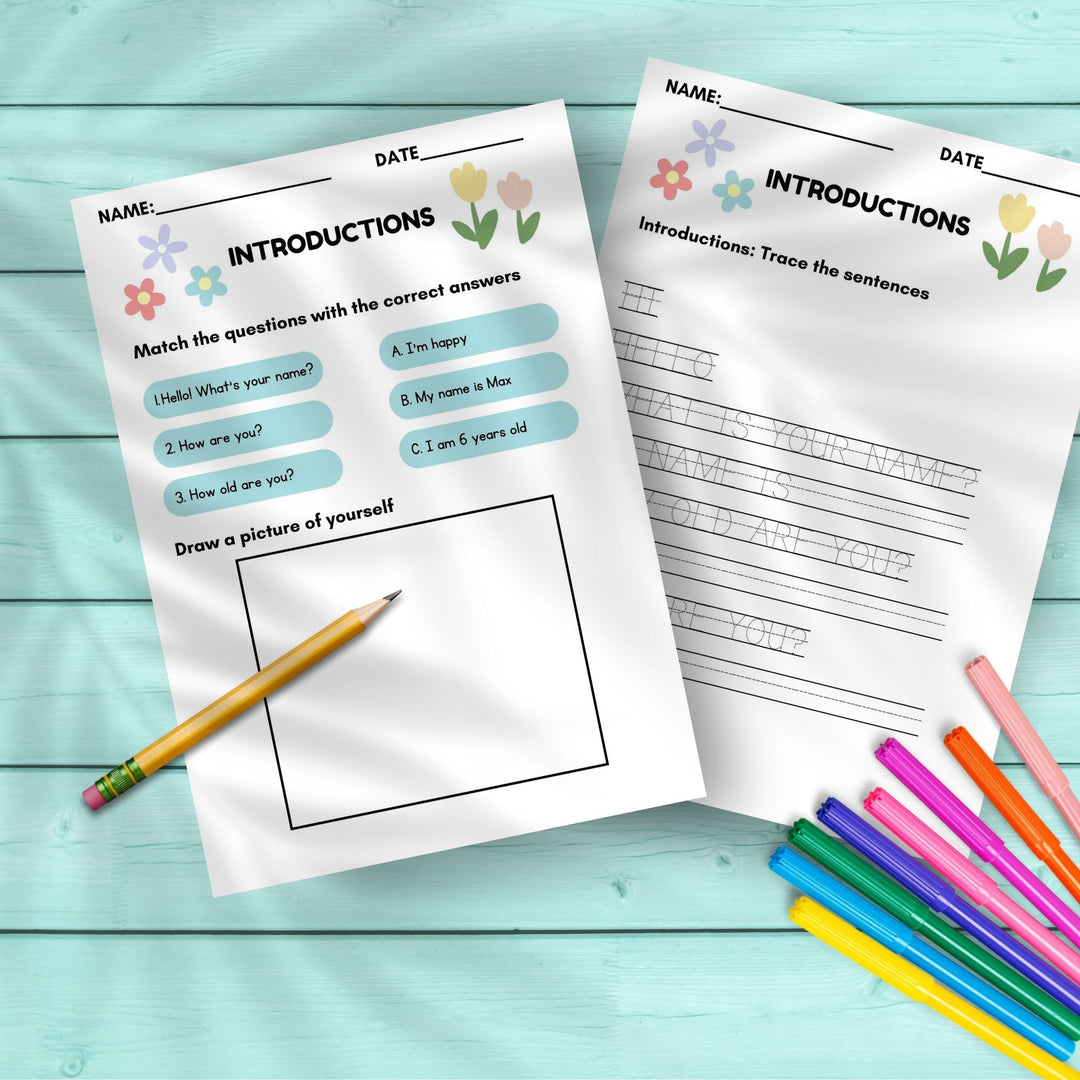 Free Introductions Worksheets For Preschoolers - KY designX