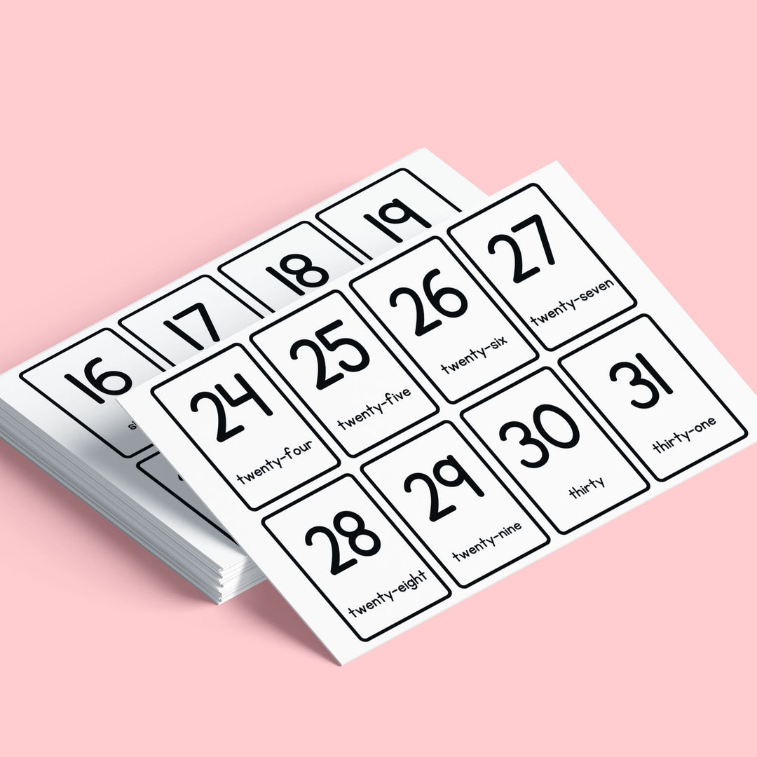 Free Printable 0 - 100 Numbers Flashcards - KY designX