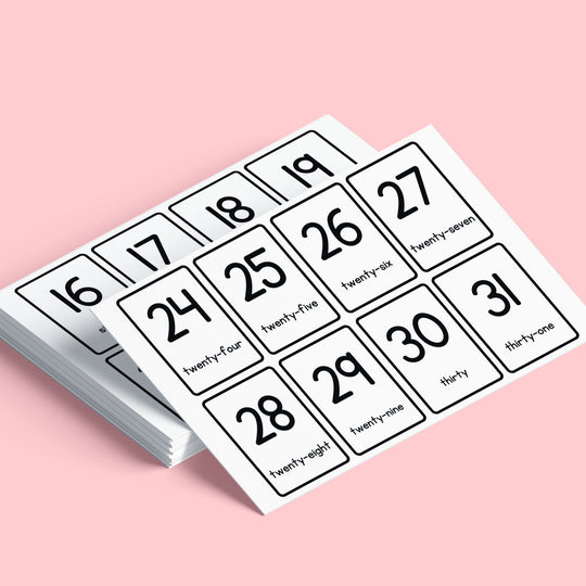 Free Printable 0 - 100 Numbers Flashcards - KY designX