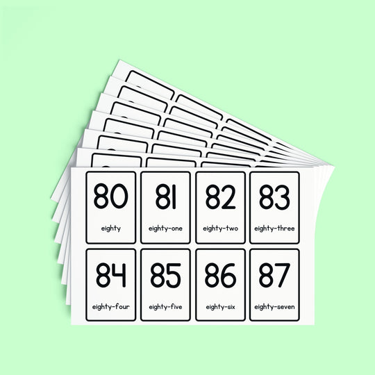Free Printable 0 - 100 Numbers Flashcards - KY designX