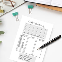 Free Printable Anxiety Daily Log