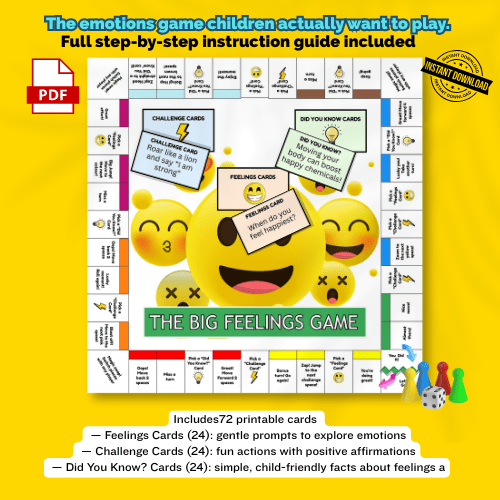 Free Printable Emotions Board Game for Kids - KY designX