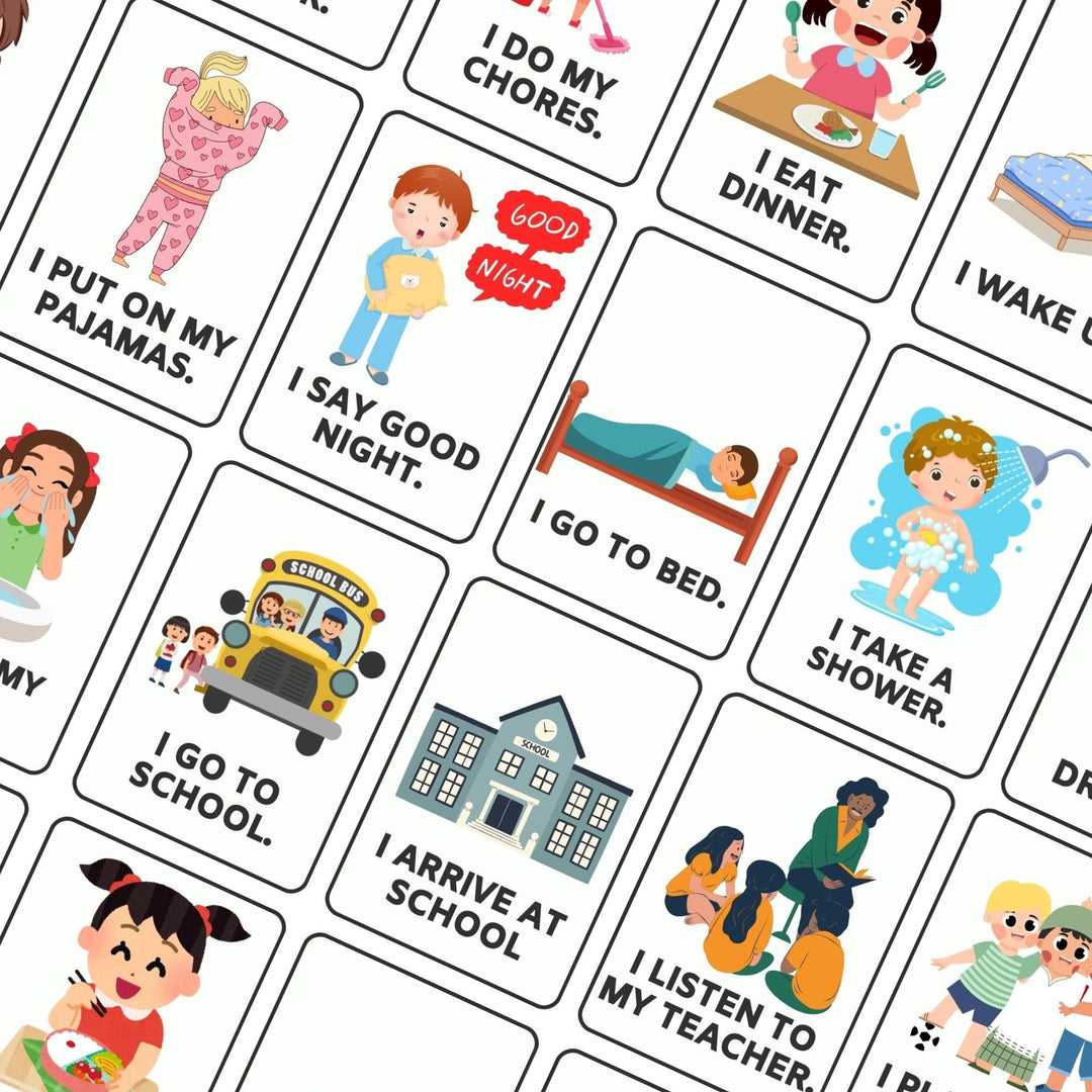 Free Printable ESL flashcards for teaching daily routines - KY designX