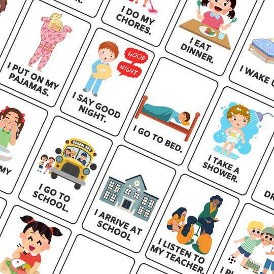 Free Printable ESL flashcards for teaching daily routines - KY designX