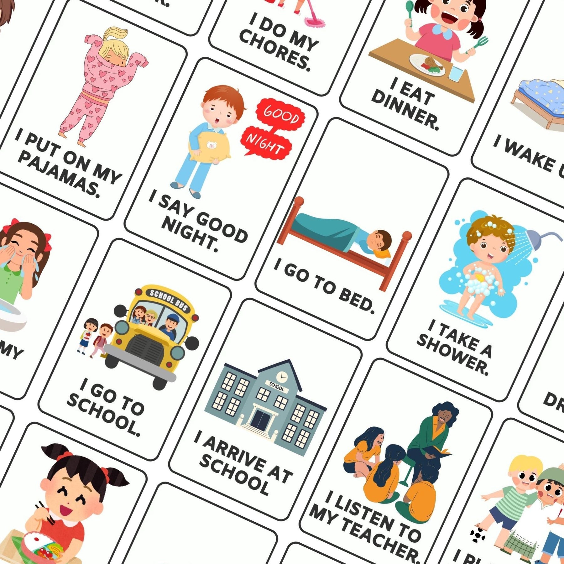 Follow Routine Flash Cards Free Printable ESL flashcards for teaching daily routines - KY designX