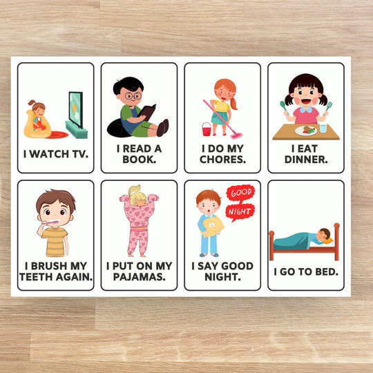 Free Printable ESL flashcards for teaching daily routines - KY designX