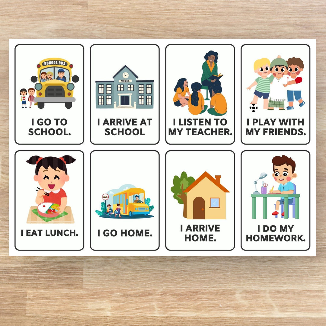 Free Printable ESL flashcards for teaching daily routines - KY designX