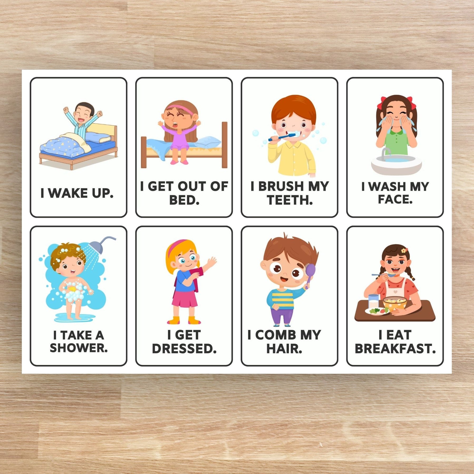 Follow Routine Flash Cards Free Printable ESL flashcards for teaching daily routines - KY designX