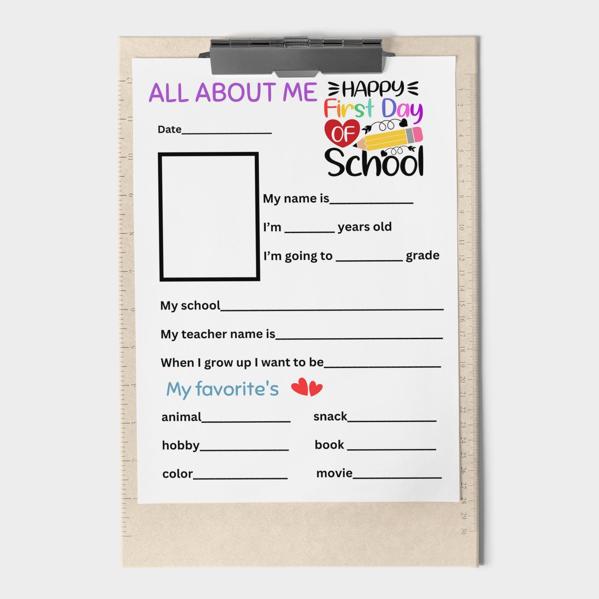Free Printable First Day of Primary School - KY designX