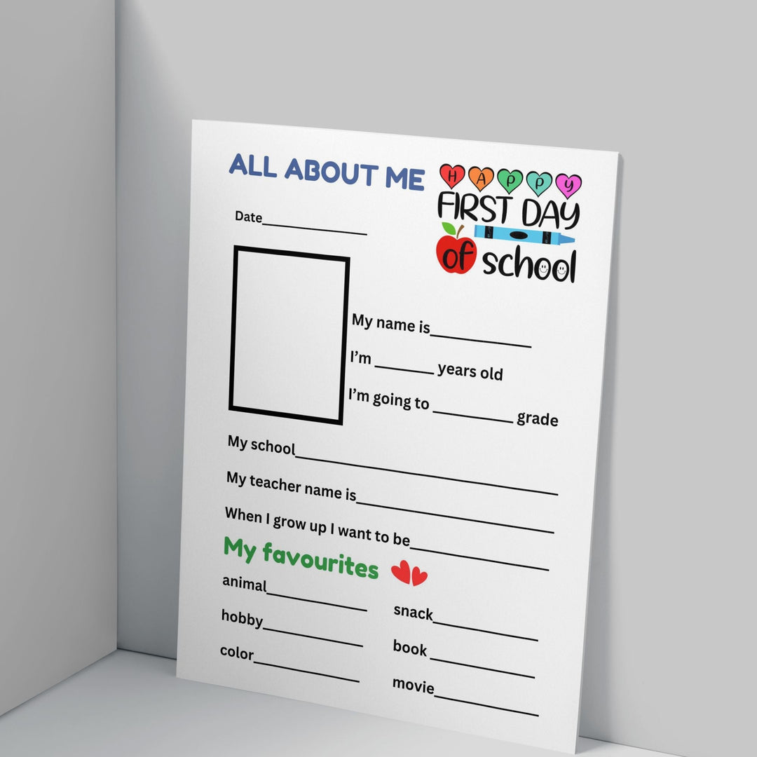 Free Printable First Day of School Worksheet - KY designX