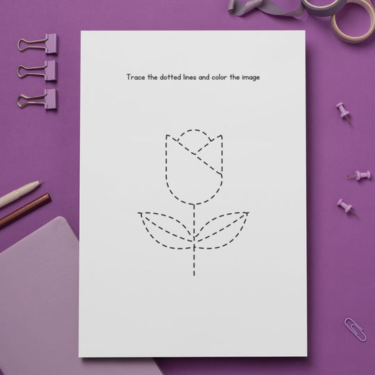 FREE Printable flower Tracing Worksheet - KY designX