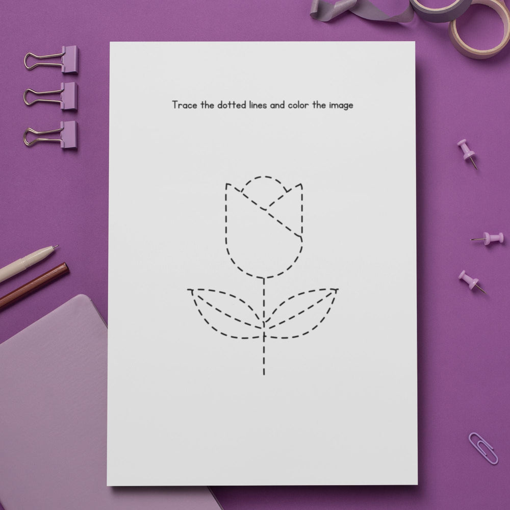 FREE Printable flower Tracing Worksheet - KY designX