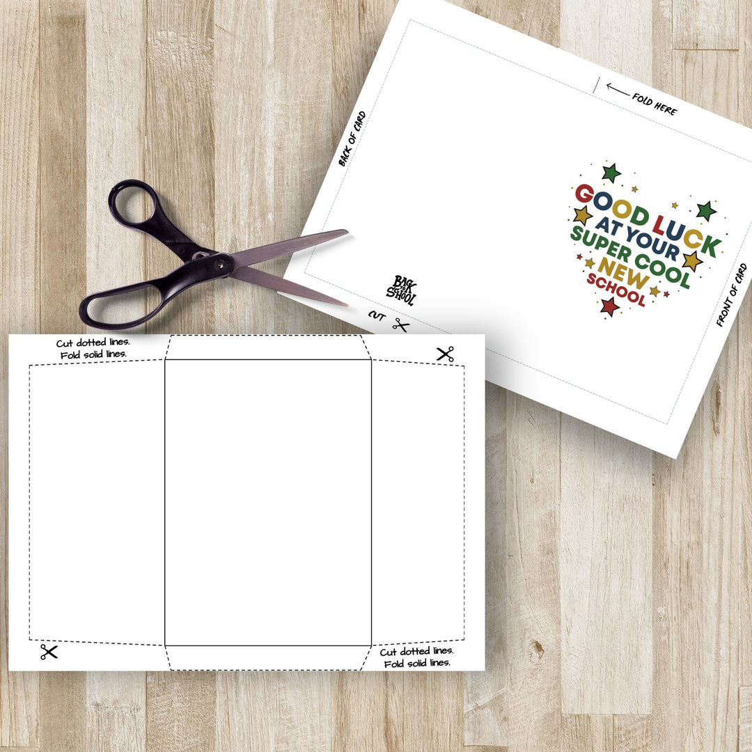Free Printable Good Luck at new school card - KY designX