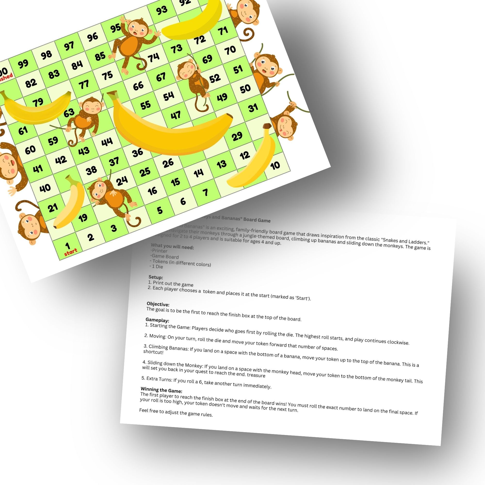 Free Printable Monkeys and Bananas Board Game - KY designX