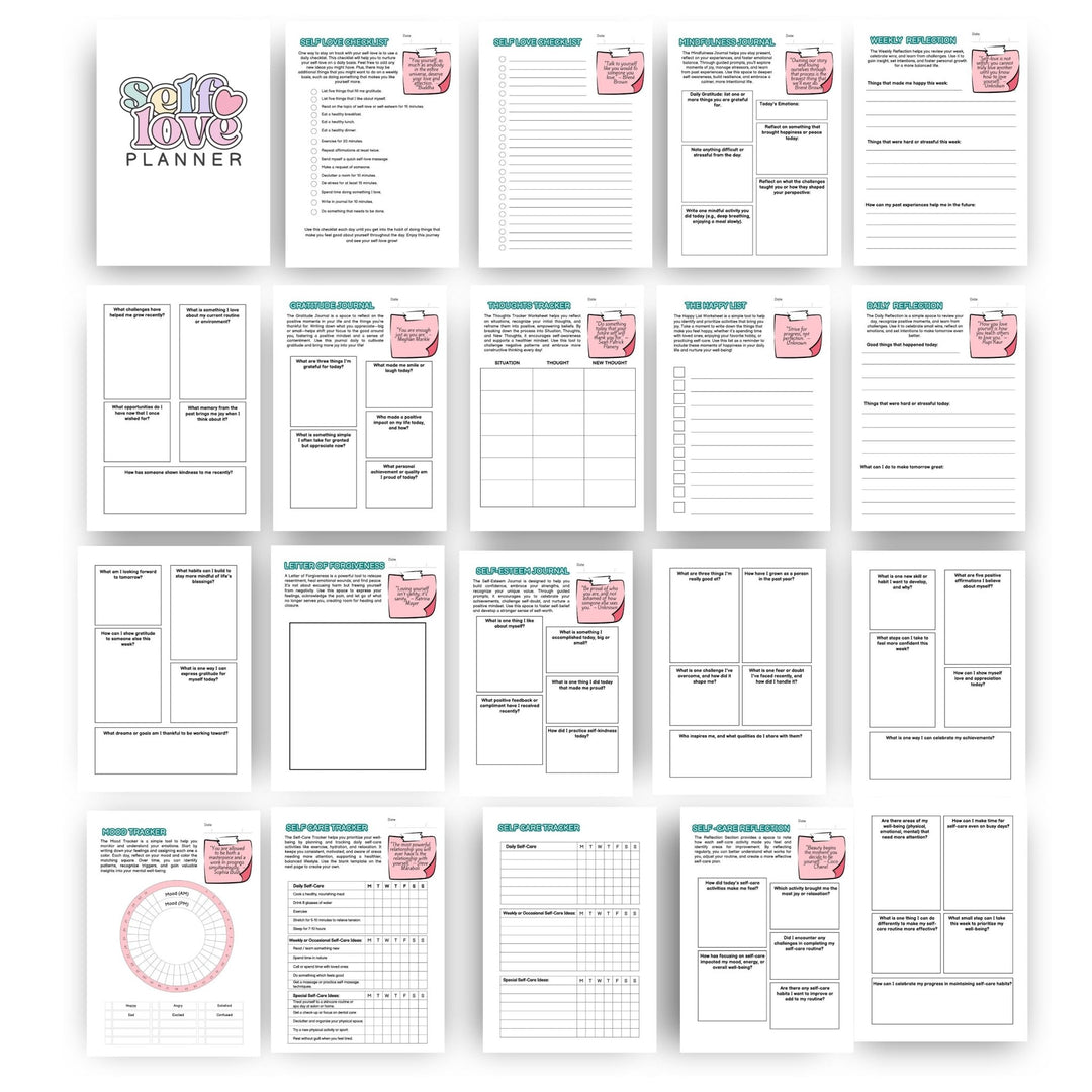 Free Printable self - love planner for personal growth - KY designX